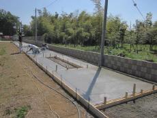 鶴ヶ島市　旗竿地土間コンクリート、土間コンクリート打設