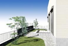 さいたま市　お庭タイルテラス完成予想パース図