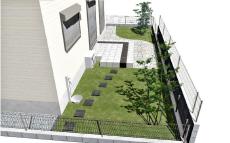 さいたま市　お庭タイルテラス完成予想図