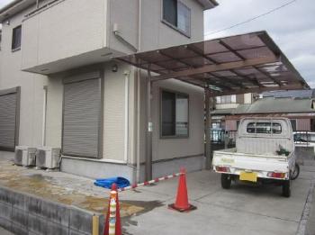 カーポート（三協アルミ　マイリッシュの逆勾配タイプ）設置　川越市