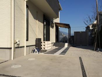 川越市　アプローチ、タイルテラス、シンプルポーチ