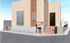 川越市　新築外構　完成予想パース図