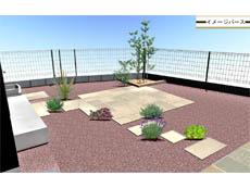 所沢市　テラスとオシャレな砂利のお庭　完成予定パース図