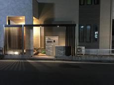 川越市　新築外構　ライトのチェック(正面)