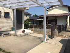 富士見市　カーポート組み立て完了　LIXILフーゴFワイド