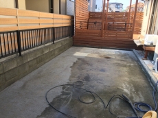 川越市　リフォーム外構　駐車場土間コンクリートの洗浄