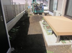 東松山市　お庭リフォーム　既存の資材の撤去作業