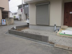 川越市　新築外構　化粧ブロック積み
