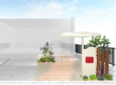 川越市　玄関前リフォーム　完成予想パース図