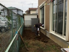 川越市　お庭リフォーム工事中　整地