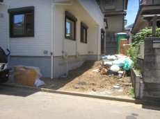 川越市 新築外構 施工前の様子(駐車場・玄関前)