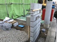 川越市　門袖下地ブロック