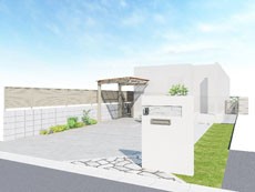 川越市　新築外構　完成予定パース図