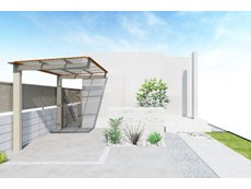 川越市　新築外構　完成予想パース図(正面)