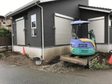 川越市　新築外構　施工中　土工事