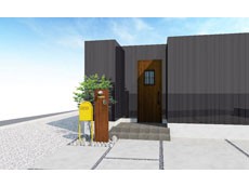 所沢市　新築外構　玄関周り　完成予想パース図　