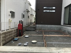 川越市　新築外構　土間コンクリート打設準備